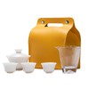 Mutton fat jade tea set, travel tea set, one pot,