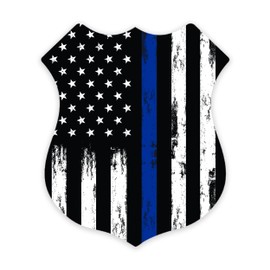 GRITKULTURE Thin Blue Line Police Badge Decals 4 Inch X 3.6 Inch Window Decal Sticker Police Blue Line 2X3 US American Flag for Cars Law Enforcement USA Flag