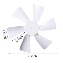 2 Pack 6“ Replacement White Vent Fan Blades for RV Bathroom Vent Fan, Fits for Heng's, Elixir, Ventline and Jensen Roof vents&Range Hoods or any 12 Volt Motor With a 0.094-inch D-shaped Shaft
