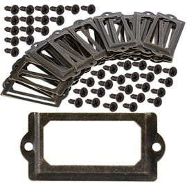 Pack of 30 Label Frames Label Frame Label Holder Label Holder Cabinet Frame Card Holder Vintage Metal Bronze for Name Badges Apothecary Cabinet Drawer Cabinet or Filing Cabinet (70 x 33 mm)