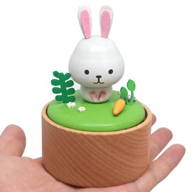 LILYXIN Christmas Decor Rabbit Music Box, Bunny Wooden Mechanical Musical Box, Christmas