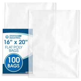 Spartan Industrial - 16” X 20” (100 Count) 1.1 Mil Flat Open End Clear Plastic Poly Bags - For Proofing Bread Dough, Packaging Clothes, Shirts (Thin & Lightweight - Bags DO NOT Have Seal)