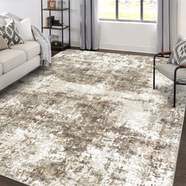 Area Rugs 6x9 Living Room: Large Modern Abstract Washable Rug Soft Anti-Skid Non-Shedding Carpet Indoor Floor Thin Carpets for Bedroom Dining Room Farmhouse Nursery Home Office Brown
