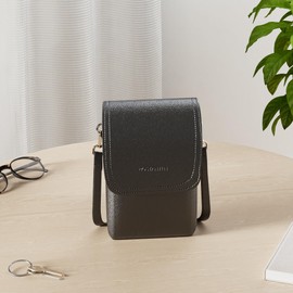 BOSTANTEN Vegan Leather Small Crossbody Bags for Women Designer Cell Phone Bag Wallet Purses Adjustable Strap Classic Black
