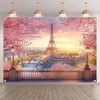 Luminora Fabric 7x5ft Paris Eiffel Tower Backdrop Cityscape Terrace Pink