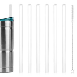 6pcs Reusable Plastic Straws for Bubba 24oz Tumblers, with Stainless Steel Cleaning Brush, Transparent Water Bottle Straws Accessories for Bubba 24oz Envy S Cup (BPA Free)