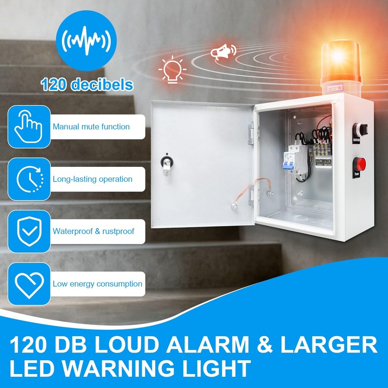Sump Pump Alarm, IP65 High Water Septic Alarm with 120dB