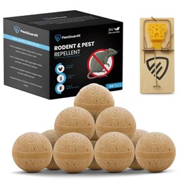 Mouse Scent Balls – 24-Pack + 1 Mouse Trap – Natural Aromatic Rodent Deterrent for Home, Garage, Attic & Storage Areas
