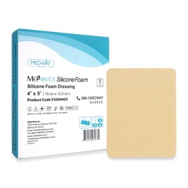 MedVance Silicone Foam Dressing - Waterproof Silicone Adhesive Foam Dressing - Easy Apply & Remove Wound Bandages - Dressings for Pressure Sores, & More - (4" x 5" Absorbent Bandage)
