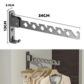 Jortmrd Wall Clothes Hook, Foldable Clothes Fan, Outdoor Clothes Hook, 180° Rotatable Clothes Rail, Wall Clothes Rack for Laundry Room, Bathroom, Balcony (Black)