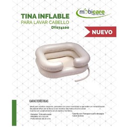 MOBICARE Tina Inflable Para Cabello, Acojinamiento En Cuello Y Hombros, Cómoda, Fácil Y Rápida De Usar