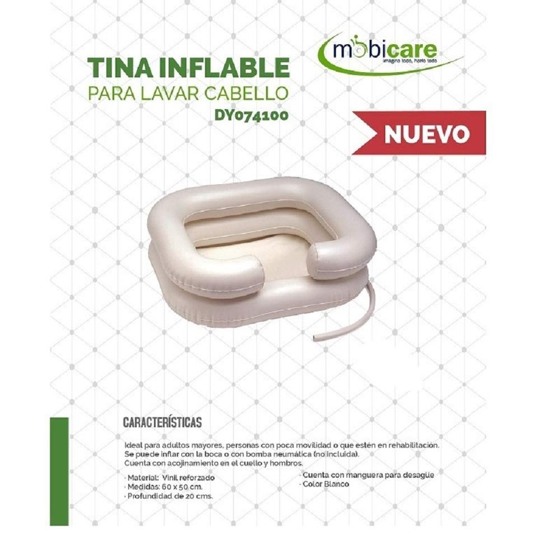 MOBICARE Tina Inflable Para Cabello, Acojinamiento En Cuello Y Hombros,
