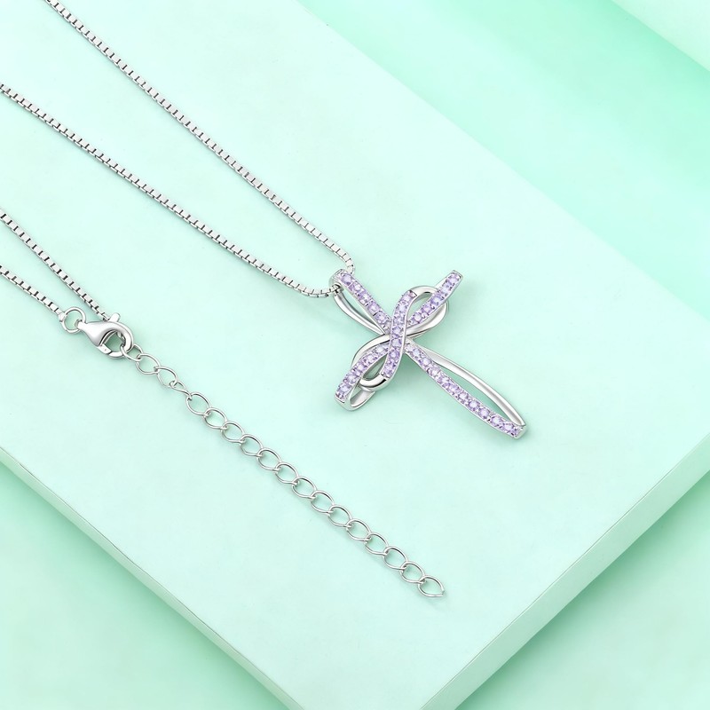 SeiMios 925 Sterling Silver Cross Necklace for Women Twisted Infinity