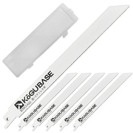 KōGU BASE Reciprocating Saw Replacement Blades, Bimetal, 8.9 inches (225 mm), 14 Mounts, 1.0 Ton, For Metals, Stainless Steel, Non-Ferrous Metals, 6 Pieces, Plastic Case Rsblade2