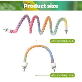 2pcs Gradient Colorful Bird Rope Perch Stand,Bird Cage Climbing Rope Toys Accessories,Bendable Climbing,Parakeet Lovebirds Cockatiels Budgies Play (15.7'',39.3'')