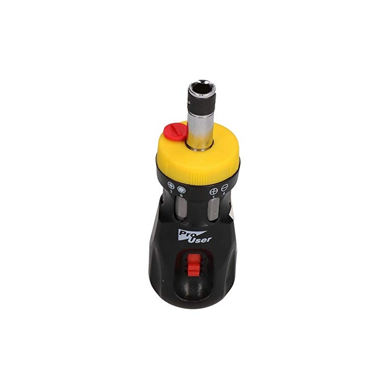 Stubby Ratchet Screwdriver 12 Bits in 1 Phillips Flat Pozi