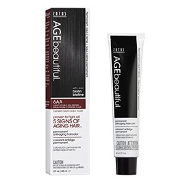 AGEbeautiful Permanent Liqui Creme Hair Color Dye | 100% Gray Coverage | Anti-Aging | Biotin for Thicker, Fuller Hair | Professional Salon Coloring | 6AA Double Ash