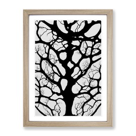 A Monochrome Tree No.4 Framed Print for Living Room Bedroom Home Office Décor, Wall Art Picture Ready to Hang, Oak A4 Frame (34 x 25 cm)