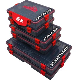 Paradox Fishing Waterproof Bait Boxes I Box Set of 6 S/M/L 2 x Each I Fishing Box Bait Box Fishing Case Large Tackle Box Fishing Box Fishing Box for Fishing Accessories