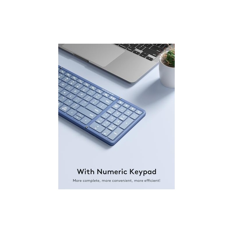 Samsers - Teclado Bluetooth plegable con teclado numérico, plegable completo