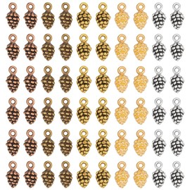 PH PandaHall 150pcs Pine Cone Charms 5 Colours Tiny Pinecone Charm, 13x7mm Tibetan Style Thanksgiving Fall Autumn Harvest Charms for Earring Bracelet Necklace Jewellery Making Crafts
