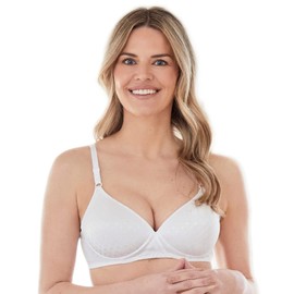 Bestform Women's 5006238 Patterned Wireless Cotton Bra with Light Padding, White, 36C