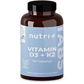 D3 K2 Vegan - High Dose - Vitamin D Depot from Lichens (1000 IU 25µg) - Vegetable - Cholecalciferol - 50 µg Menachinone MK7 All Trans - 120 D3K2 Tablets (k2vital by kappa)