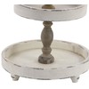 Deco 79 Large, 3-Tier Distressed White & Natural Wood Round