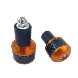 Szmsmy 7/8" Motorcycle Bar End Carbon Fiber Exterior Handle Handle - Perfect for Honda Kawasaki Suzuki Yamaha Ducati Triumph (Orange)