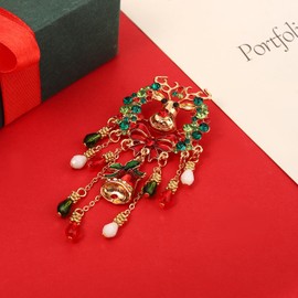 YAHPERN Christmas Brooch Pins for Women Xmas Tree Bow Snowflake Reindeer JOY Brooches Christmas Jewelry Accessories Winter Holiday Outfits Party Favors Gifts, Plastic, no gemstone