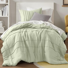 Comfort Spaces Sage Twin Size Comforter Set - 2 Pieces Pintuck Pleated Bedding Sets Twin, All Season Lightweight, Extra Softness Pre-Washed Microfiber Twin Bed Set, Shams, Twin/Twin XL