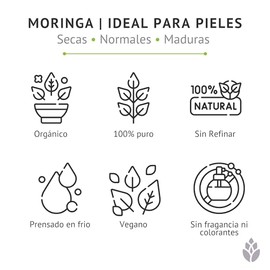 LilaLavanda - Aceite de Moringa Orgánico - 28 ml | Aceite facial extra virgen, piel normal a seca y madura con tendencia a imperfecciones. cold presse