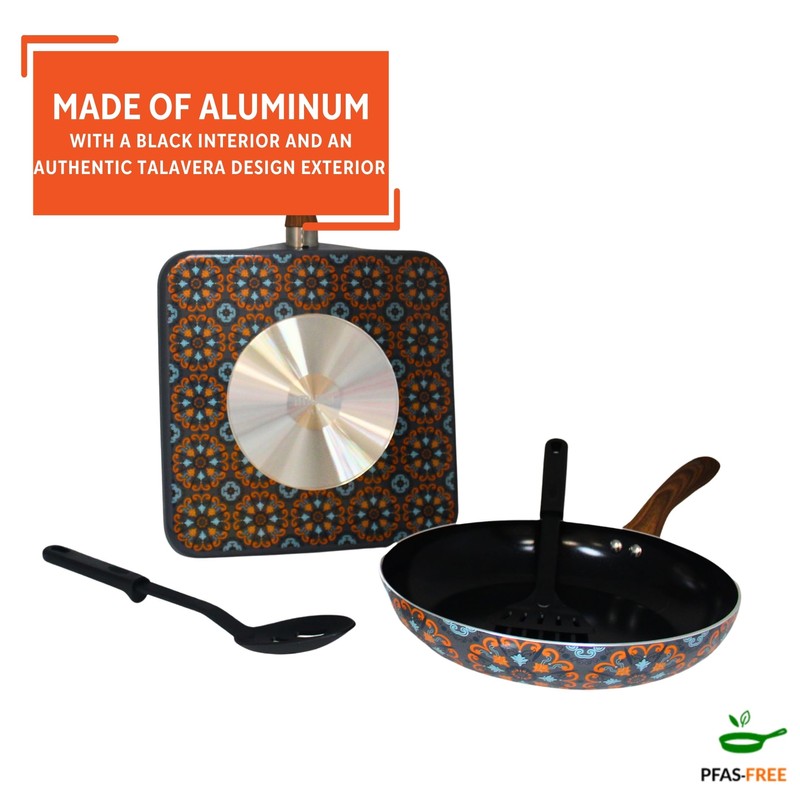 IMUSA Nonstick Ceramic Cookware Set 4-Piece 10.5in/10in, with Soft-Touch Handles,