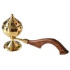 Brass Incense Burner with Wooden Handle 8 cm