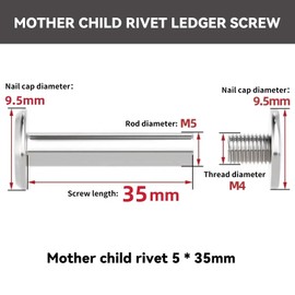 25 Set Chicago Book Screws, Cosswe Binding Screws Kit, M5 x 35 mm Metal Round Head for DIY Leather Decoration, Bookbinding, Bookbinding