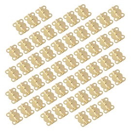 Mini Hinges, Trigger Hinges, 50 Pieces, For Wooden Boxes, Flat Hinges, Door Hardware, Cosmetic Case, Jewelry Box, Metal Fittings, Furniture Repair, DIY, Gold 0.6 x 0.5 inches (16 x 13 mm)