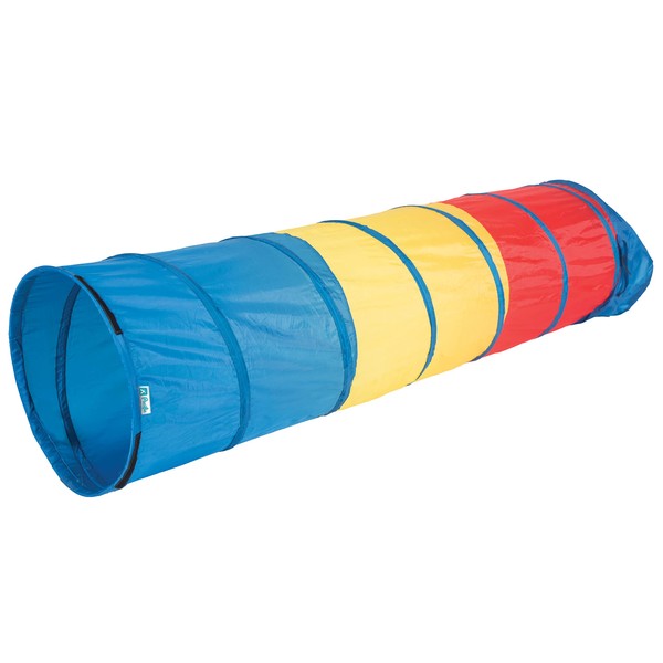 Pacific Play Tents Kids Find Me Multi Color 6 Foot Crawl Tunnel - Red, Yellow & Blue, 6'L x 19"T