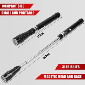 Jinlaili LED Telescopic Magnet Tool, Telescopic Magnetic Lifter with LED, Magnetic Pickup LED Work Light, Multitool Pen with Compass, for Men, Gift Ideas, Christmas, Birthday Gift Idea