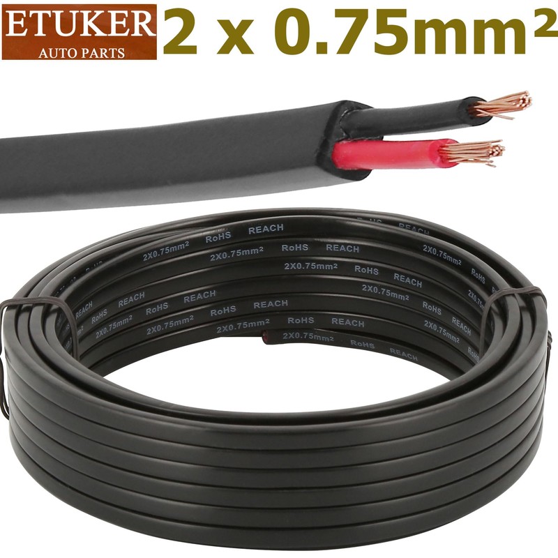 ETUKER 2 Pin Trailer Cable 10M 2x0.75mm² Trailer Cable 2Core
