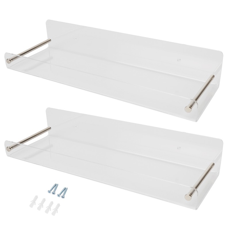 2Pcs Floating Wall Ledge Shelf Acrylic Concealed Bathroom Rack for