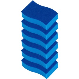 Elitra Essentials Scrubber Sponge, Non-Scratch Hydrophilic Foam Technology - Odor Resistant, Curved Grip, Dual-Sided Foam & Acrylic Grain Surface, Made in USA (Pack of 6)