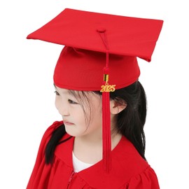 GraduationMall Matte Kindergarten & Preschool Graduation Cap for Kids with 2025 Tassel Red