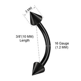 KJM Fashion Daith Anodised Curved Barbell Earrings 1.2 mm 16 g Pack of 4, Stainless Steel