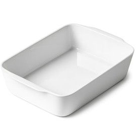 HOMBENE 3.3 QT Ceramic Baking Dish, White Casserole Dish，Lasagna Pan for Oven, Bakeware for Baking, Kitchen Decor, Microwave Oven Safe, Dinner Party（8.7" x 11.8"）