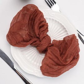 SUNTQ Cheesecloth Napkins Bulk, 20"x20" Set of 12 Cotton Dinner Napkins, Rustic Boho Gauze Fabric Cloth Napkins, Handmade Table Napkins for Wedding Party Baby Shower Home Decoration,Terracotta