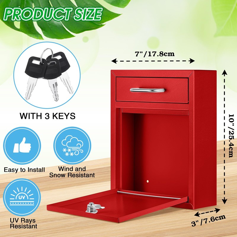 Yaocom Locking Mailbox with Key for Outdoor Large Wall Mount