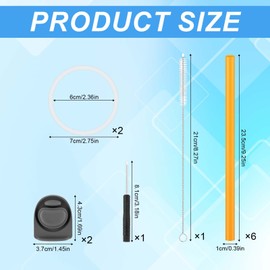 BOXOB Replacement Parts Kit for Owala FreeSip Water Bottle 40oz, Including 2 Replacement Stopper 2 Sealing Ring Gasket 6 Straw 1 Screwdriver & 1 Straw Brush Lid Parts Accessories (Grey)