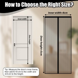 Magnetic Mosquito Net for Doors, Automatic Closing without Holes, Fly Screen Door Against Mosquitoes, Suitable for Balcony Door, Living Room Door, Kitchen Door (100 x 220 cm)