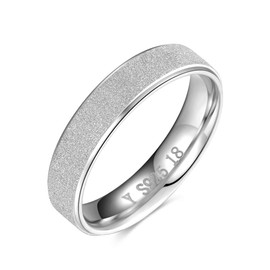 AVECON Unisex Wedding Ring Sterling Silver Scrub Rings for Men/Women Size 12