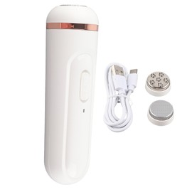 Electric Feet Callus Grinder Remove Dead Skin Rechargeable Foot File Pedicure Tool with Two Head White